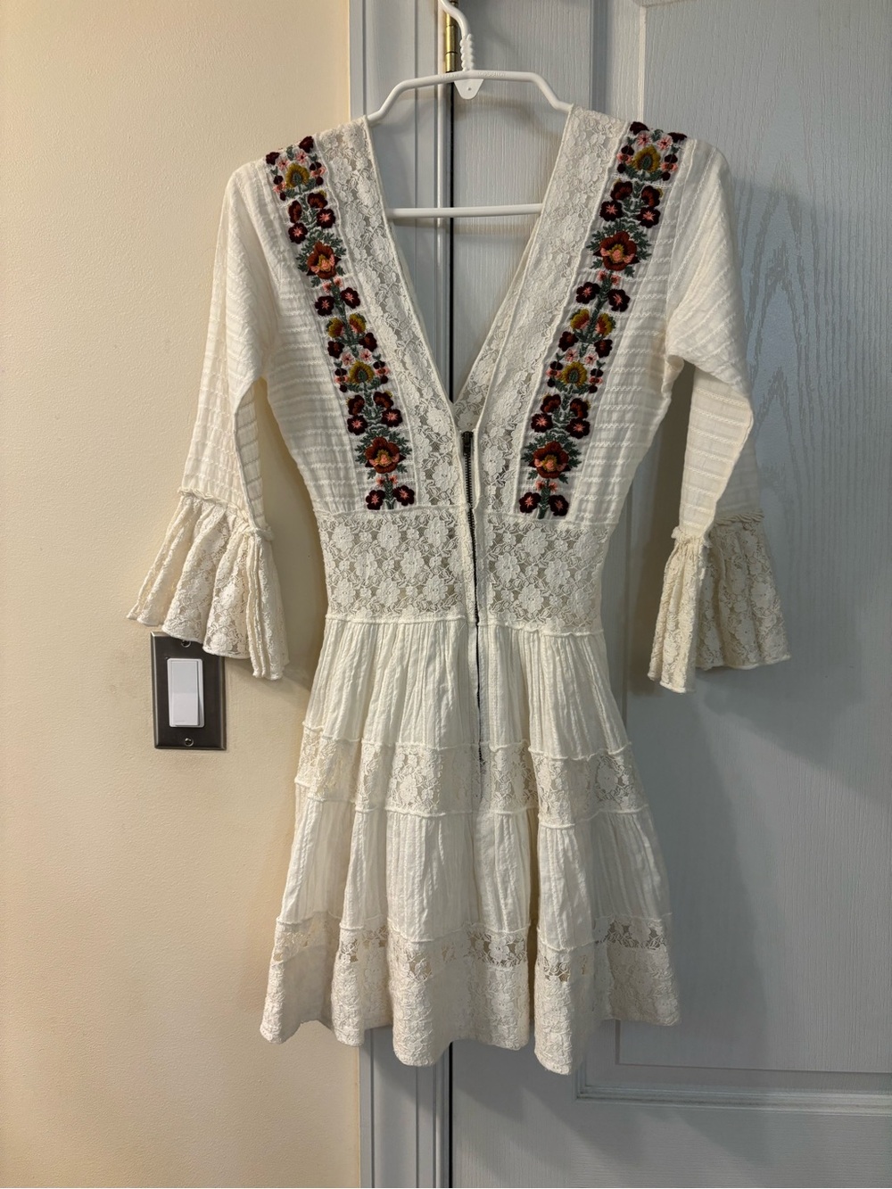Free people Boho Embroidered Lace White Dress